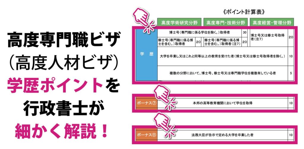 高度専門職ビザ（高度人材）の学歴や大学のポイント計算表と必要書類