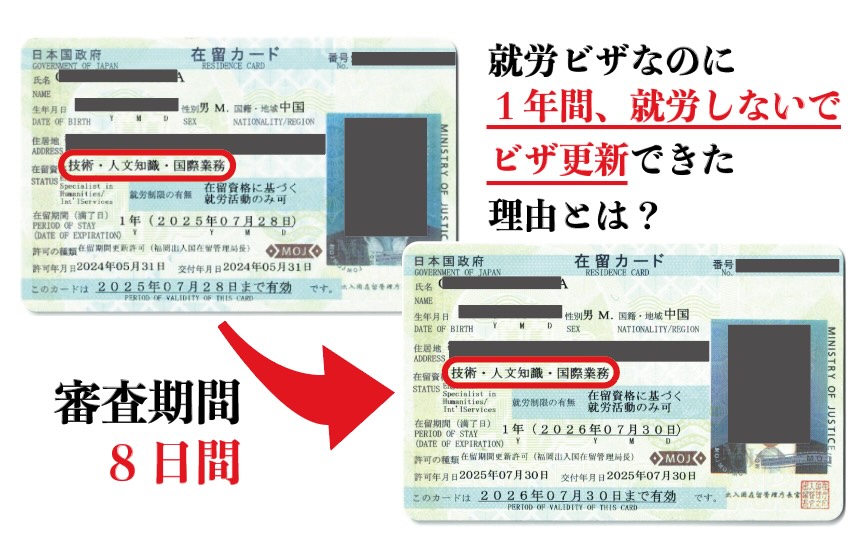 1年間無職で就労ビザ更新が許可
