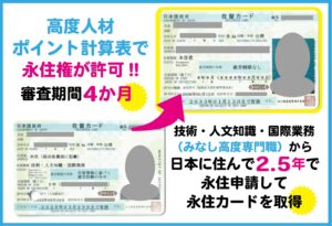 高度人材ポイント計算表で永住権が許可された実例についてビザ専門の行政書士が解説